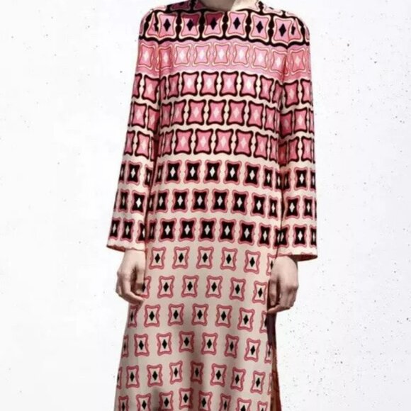 RETRO / BOHO 1970’sTUNIC GEOMETRIC DRESS - RARE - Picture 6 of 16